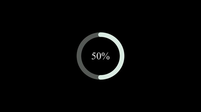 Gray loading circle with 100 percent progress percentage