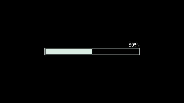 Horizontal loading bar with 100 percent progress percentage