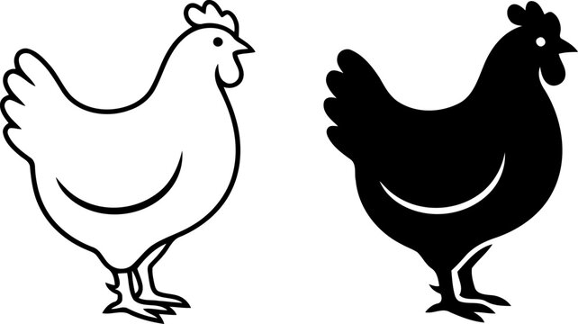 Chicken Icon Pair Vector