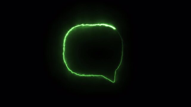 Video. Glowing neon message box icon, animation, video notification. Animated notification sign symbol on a black background. Animation on black background 4K.