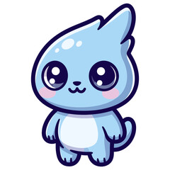 Cute blue cartoon cat vector illustration