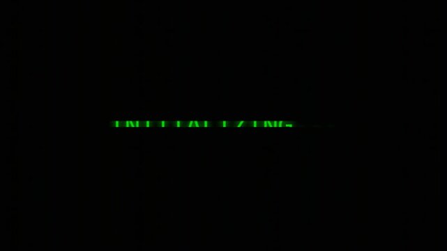 Initializing System: Retro Glitch Green Text on Black Screen