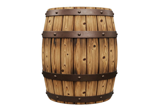 Aged wooden barrel with visible staves and metal hoops