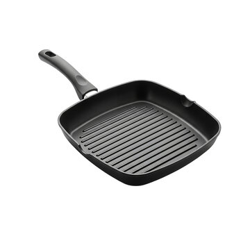 Black non-stick grill pan with handle