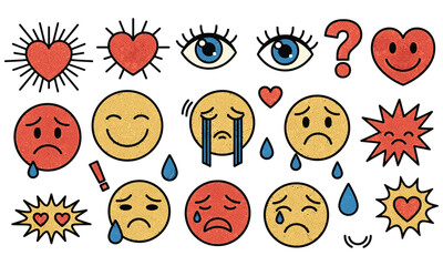 Obraz premium Vibrant Emoji Collection with Emotive Expressions