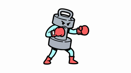 Naklejka premium Cartoon Weightlifter Ready to Box, a Funny Sports Illustration.