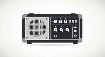 Obraz premium Retro Guitar Amplifier Icon with Knobs and Speaker