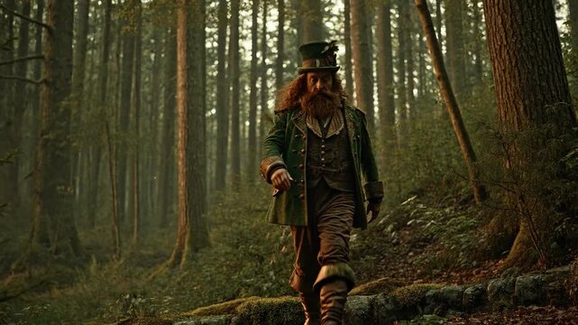 Mystical Leprechaun in Forest with Vintage Costume and Enchanting Atmosphere for St. Patrick s Day Celebrations