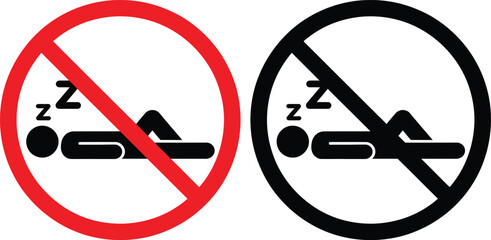 Prohibition symbols for sleeping and lying down in designated areas © Raton