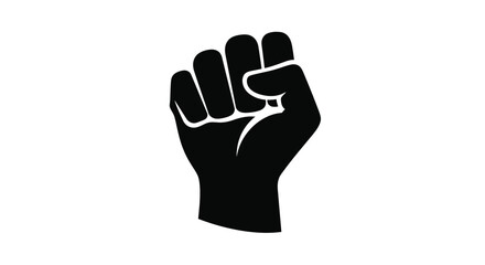 Obraz premium A powerful raised fist symbolizing resistance and solidarity silhouette