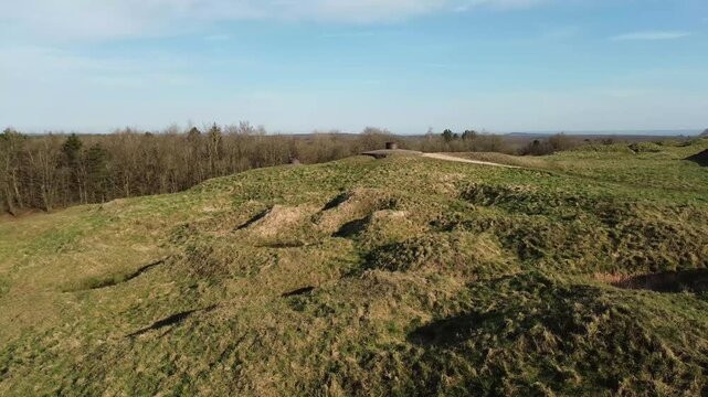 Vue a&eacute;rienne du Fort de Douaumont, champ de bataille de Verdun, France