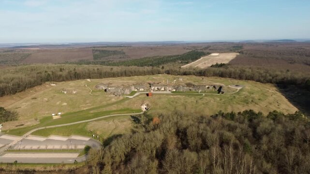 Vue a&eacute;rienne du Fort de Douaumont, champ de bataille de Verdun, France