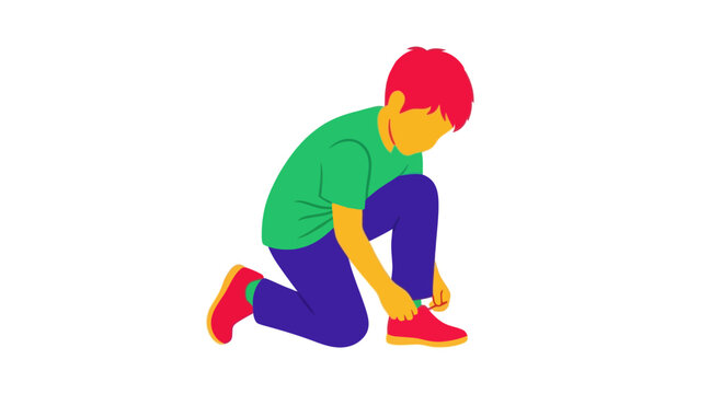Boy Tying Shoelaces