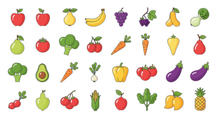 Assorted Fruits and Vegetables Collection.