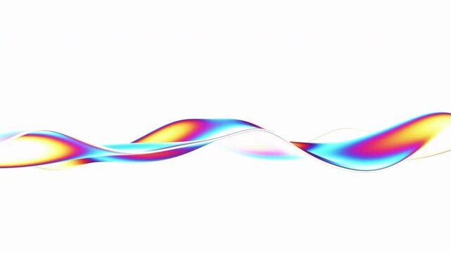Abstract colorful wave on a white background, 4k seamless loop 3d animation