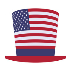 Obraz premium Uncle Sam Hat. Stars and Stripes Top Hat. Independence day of USA. United States of America patriotic symbol. USA Independence Day vector
