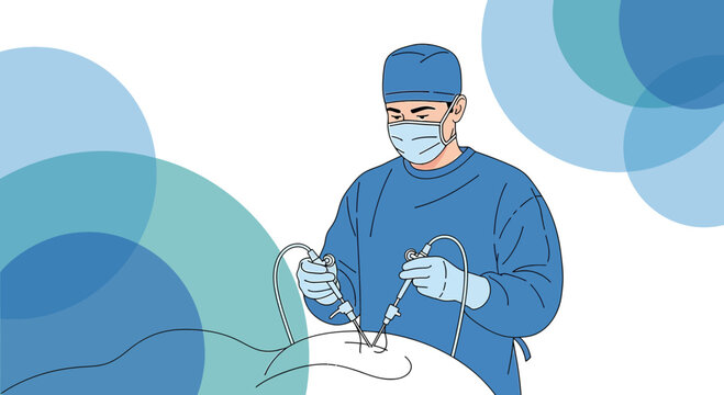 Surgeon Performing Laparoscopic Surgery with Instruments