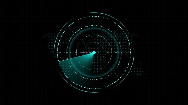 Cybersecurity radar interface concept. Cybersecurity radar scanning global network activity. Cybersecurity radar technology background for digital protection and data monitoring. 4k video animated