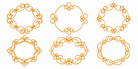 Obraz premium Set of elegant golden ornamental frames and borders, vector