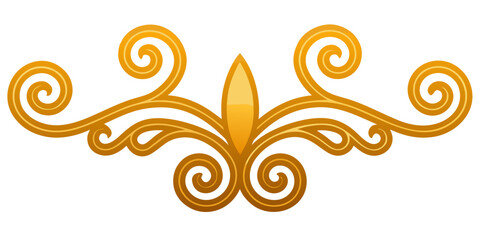 Elegant golden ornamental flourish scroll design, vector
