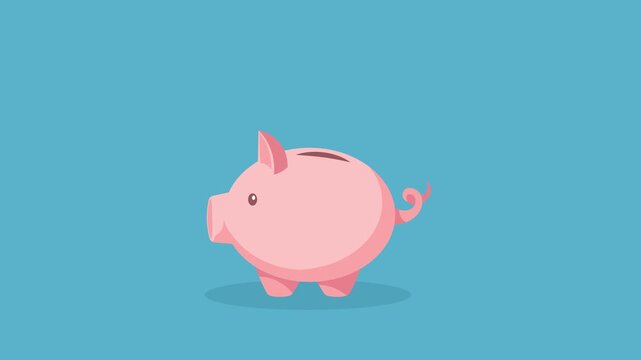 Piggy Bank Saving Money Animation in Flat Design 4K