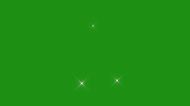 Star Twinkling Animation, White Doodle Cartoon Stars Blinking Light Effect, Shimmering Glitter Sparkles, Magical Fairy Dust Glow, Seamless Loop Motion Background, 4K Green Screen