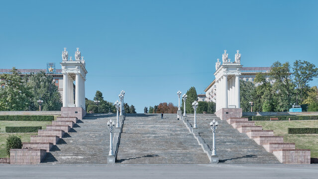 Granite Staircase and Propylaea at 62nd Army Embankment in Volgograd, Russia