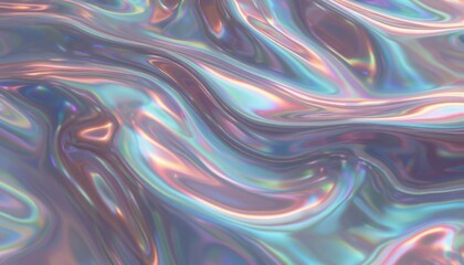 Fototapeta premium Abstract swirling liquid background with vibrant iridescent colors and glossy texture for modern design elements