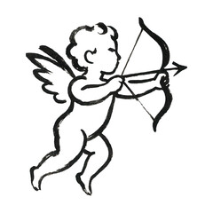 Fototapeta premium PNG Vintage cupid illustration with bow.