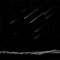 Meteor Shower Streaking Across Dark Starry Night Sky © hussain