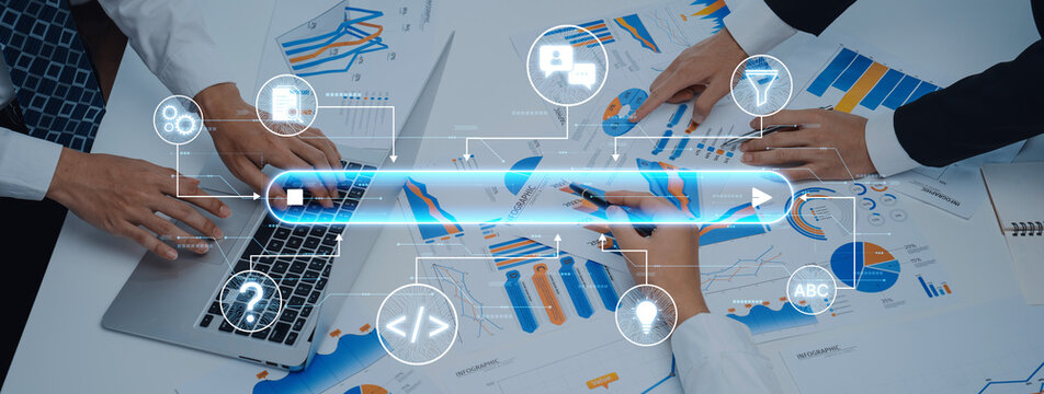 Generative search system powered by AI with data, process, intelligence, and automation in a seamless concept flow. Corpus