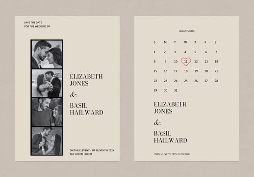 Film Strip Save the Date with Photo and Calendar