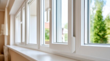 Fototapeta premium Modern Energy Efficient Window Installation in a Bright Indoor Space