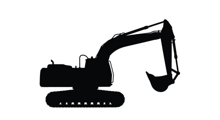 Heavy machinery excavator in stark black contrast a dramatic silhouette © mst