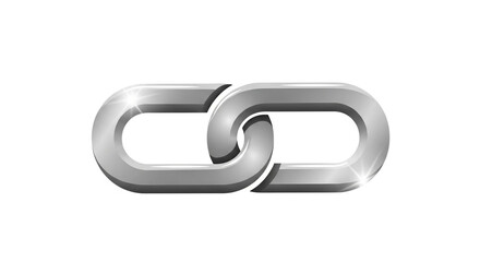 Obraz premium A shiny silver chain link on a plain white background