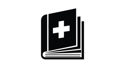 Fototapeta premium A black book with a white medical cross a striking silhouette