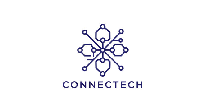 Connectech Logo Design with Network Nodes.