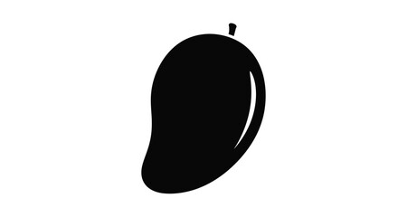 A striking black silhouette of a ripe mango on a white background © mst