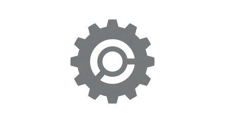 Fototapeta premium A gray gear icon with a magnifying glass on a white background