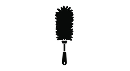 Black feather duster isolated on a white background silhouette