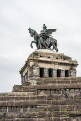 Fototapeta premium Kaiser Wilhelm monument at Deutsches Eck in Koblenz, Germany