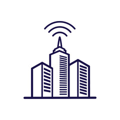 Obraz premium City Skyline with Wi-Fi Signal Icon
