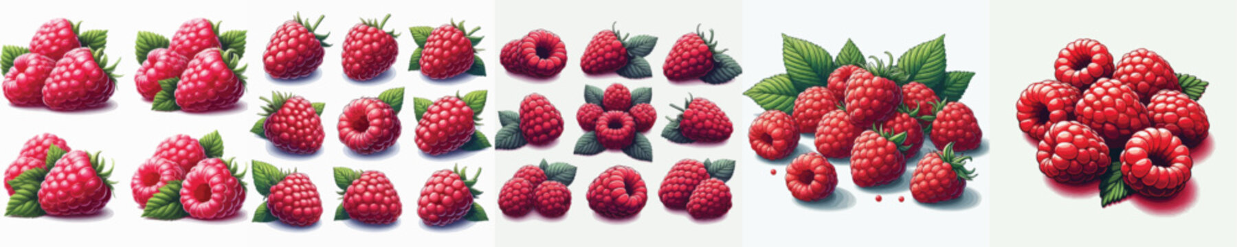Raspberry Fruit Vector Illustration Collection