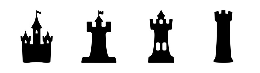 Obraz premium Silhouette castle towers vector illustration design elements for fairytale architecture art project