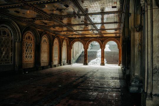 The underground level of the Bethesda Terrace in New York City's Central Park.