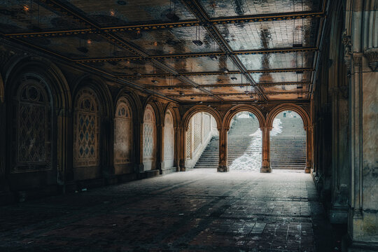 The underground level of the Bethesda Terrace in New York City's Central Park.