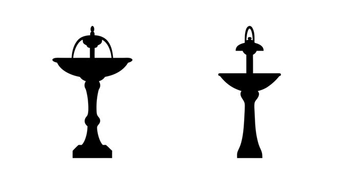 Vintage bird bath silhouette vector art design for garden decor and outdoor landscaping ideas