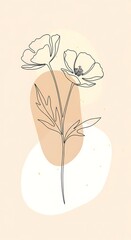 Minimalist Floral Line Art Illustration.