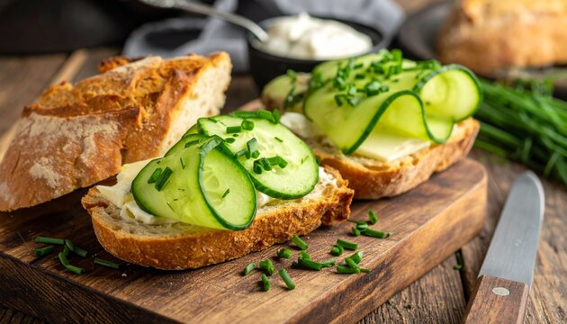 K&auml;sebrot mit Gurke