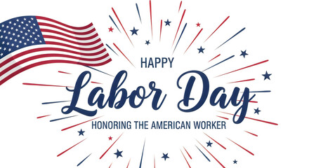 Obraz premium Celebrating labor day with an american flag and patriotic fireworks